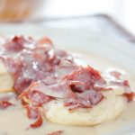 Chipped Beef Gravy and Biscuits on a white plate