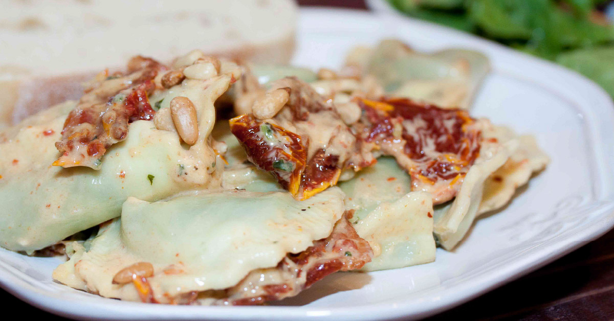 Ravioli with SunDried Tomatoes in Cream Sauce Add Salt & Serve