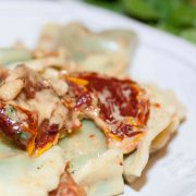 Spinach ravioli on a plate