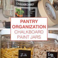 jars painted with chalkboard paint and labeled with markers