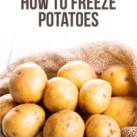 Image of raw potatoes with text bulk cooking how to freeze potatoes