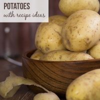 Image of raw potatoes with text How to freeze potatoes with recipe ideas