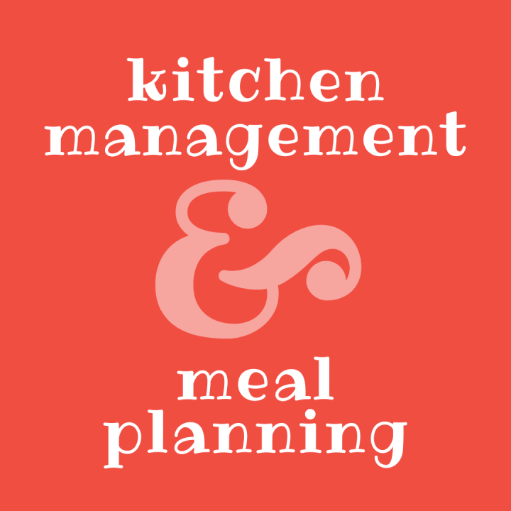 Kitchen Management and Meal Planning (text on a coral background)