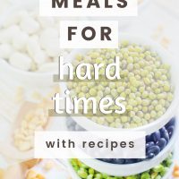 Image of dried legumes with text Meals for Hard Times with recipes - Add Salt & Serve (Formerly Menus4Moms)