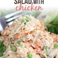 Veggie rice salad with chicken served on lettuce leaves