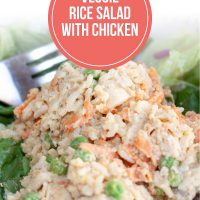 Veggie rice salad with chicken served on lettuce leaves