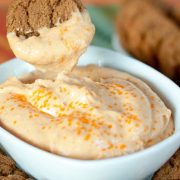 Pumpkin Cheesecake Dip with gingersnap for dipping