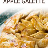 Baked apple galette drizzled with caramel sauce