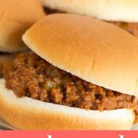 3 sloppy joe sandwiches on hambuger buns