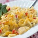 Chicken Tetrazzini on a white plate