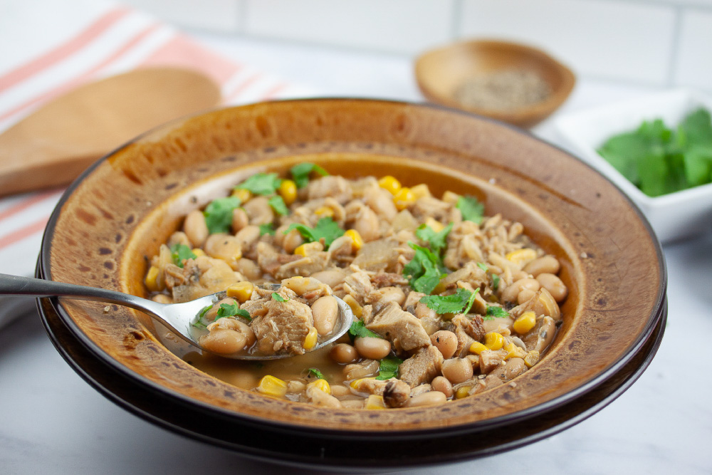 white chicken chili with cilantro
