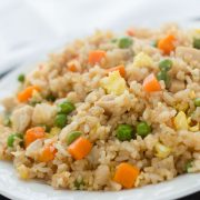 Chicken Fried Rice on a white plate