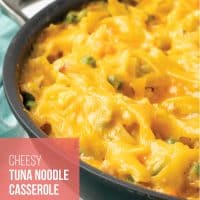 cheesy tuna noodle casserole.