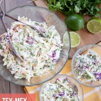 Tex-Mex Cole Slaw, limes, and cilantro