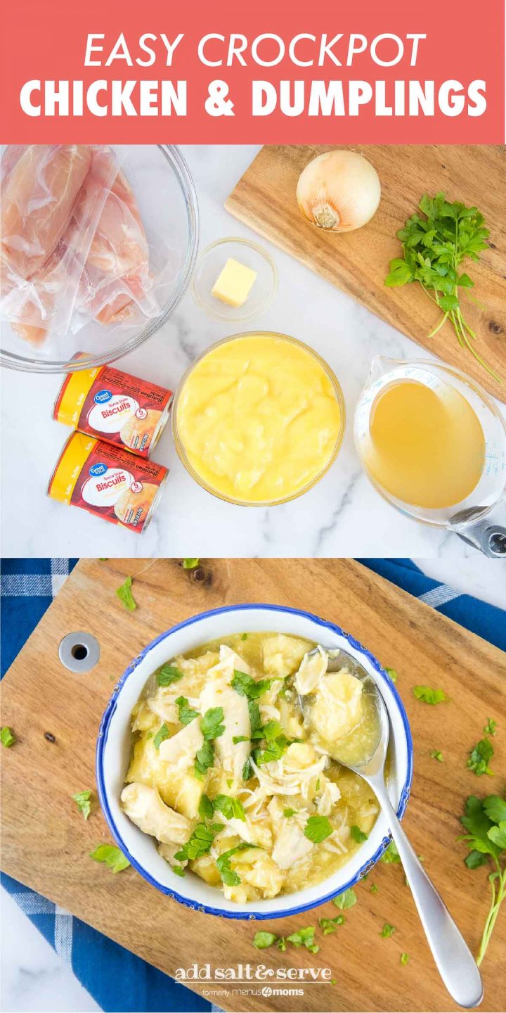 Easy Crockpot Chicken & Dumplings with Biscuits