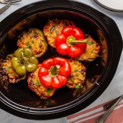 Easy Slow Cooker Southwestern Stuffed Peppers with Cheese