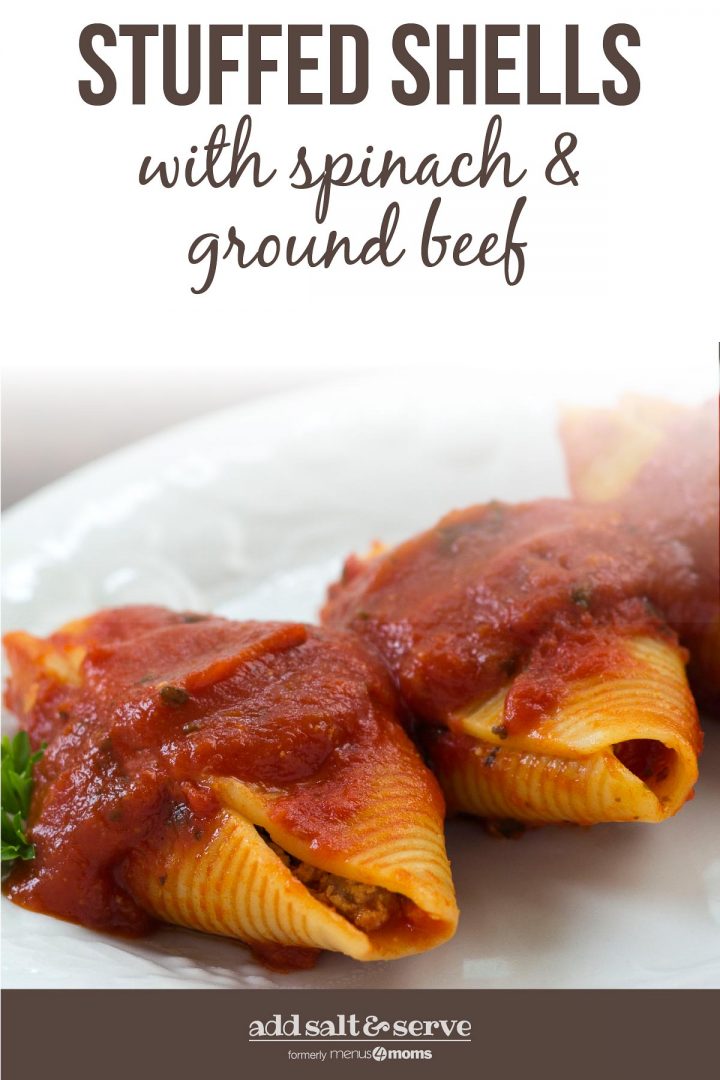 Spinach & Ground Beef Stuffed Shells