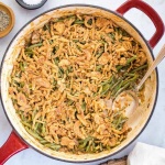 Fresh Green Bean Casserole in a skillet