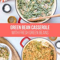Fresh Green Bean Casserole in a skillet