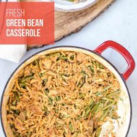 Fresh Green Bean Casserole in a skillet