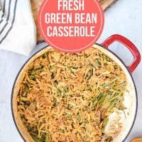 Fresh Green Bean Casserole in a skillet