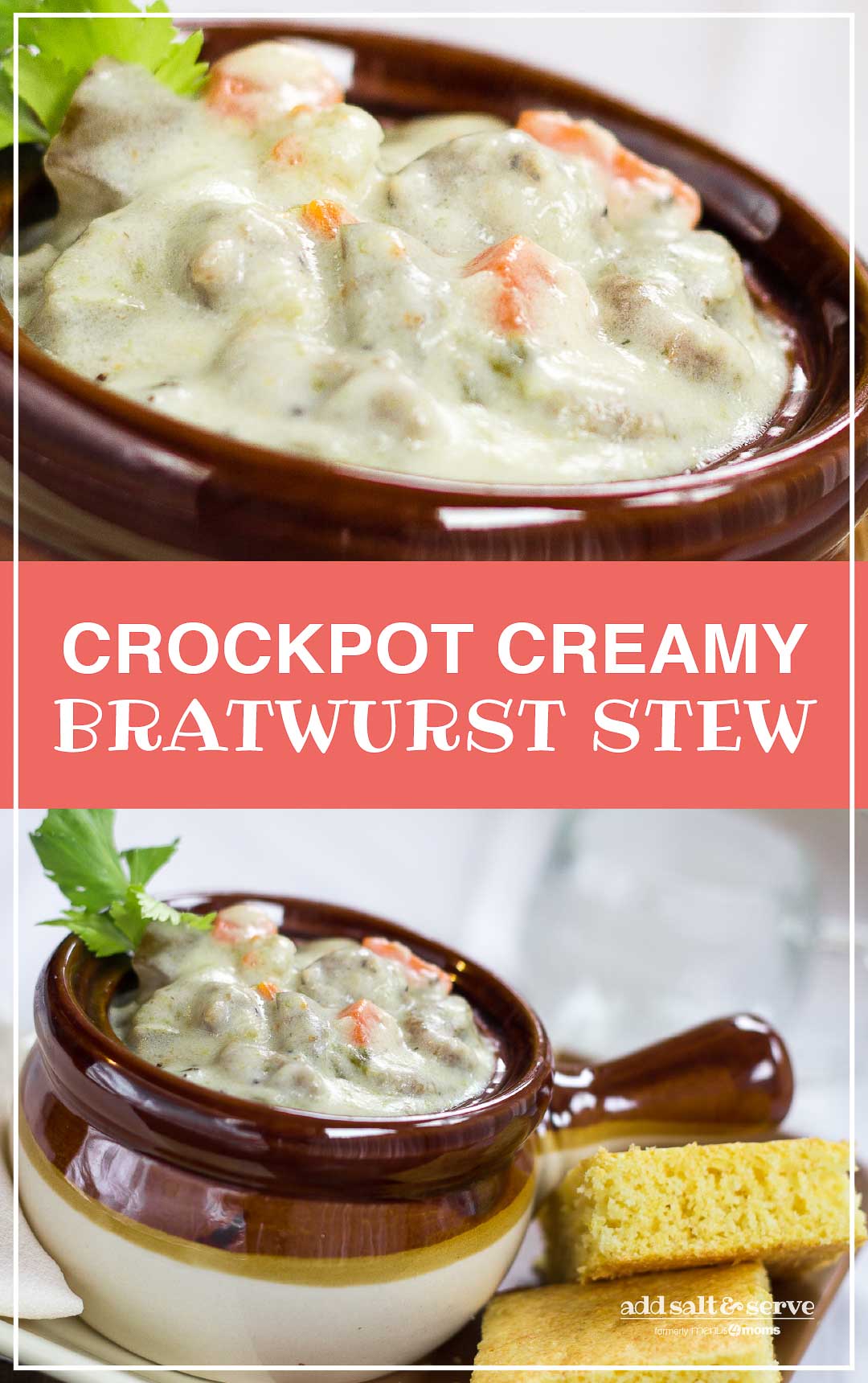 A bowl of Crockpot Creamy Bratwurst Stew