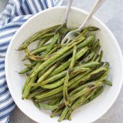 A bowl of roasted green beans