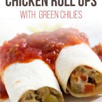 Two Tex Mex Chicken Roll Ups topped with salsa