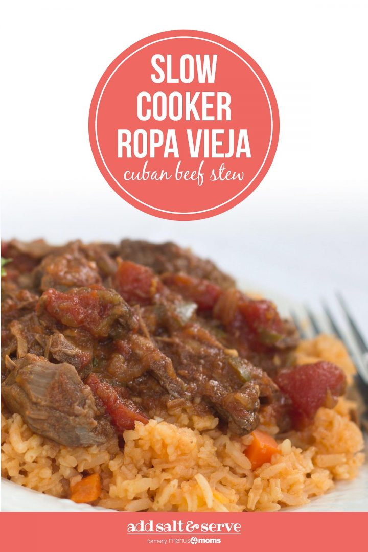 Ropa Vieja stew on a bed of rice