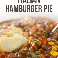 Hamburger pie topped with mashed potatoes