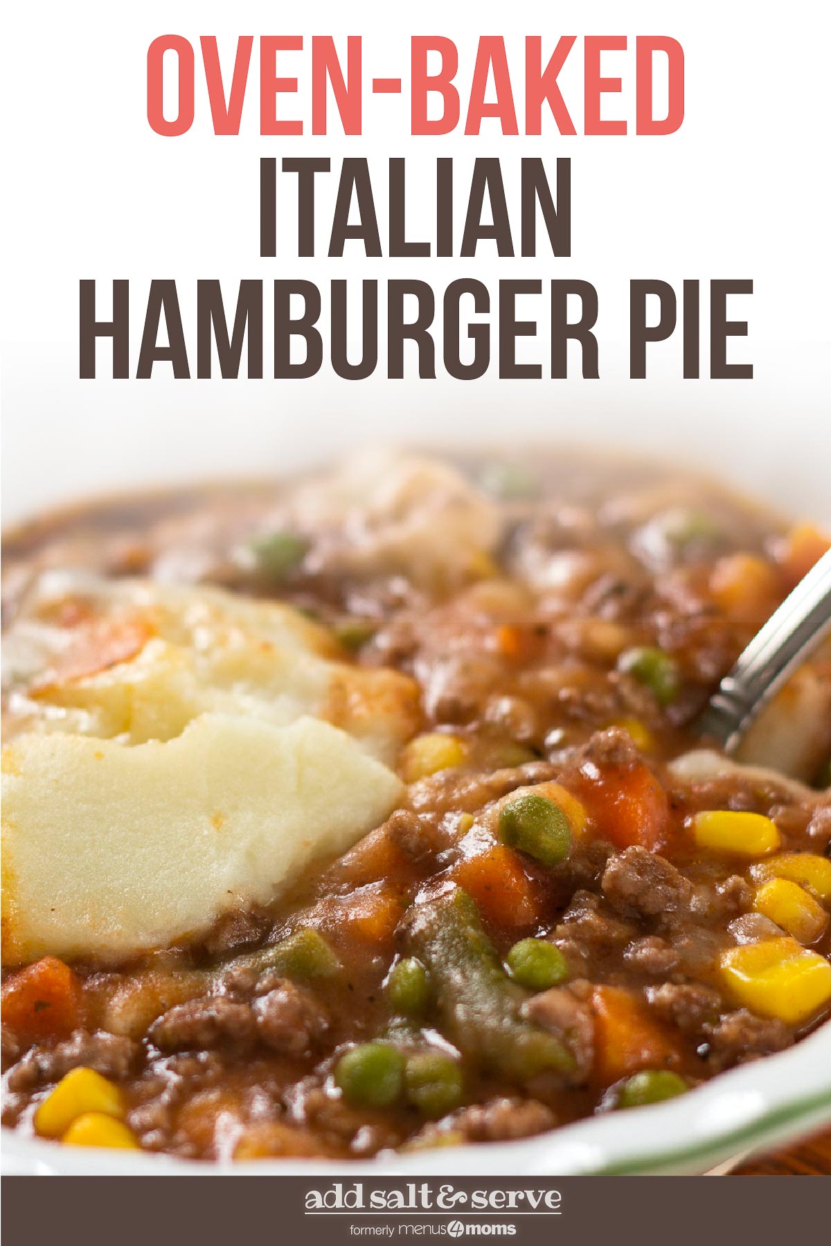 Hamburger pie topped with mashed potatoes