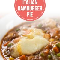 Hamburger pie topped with mashed potatoes