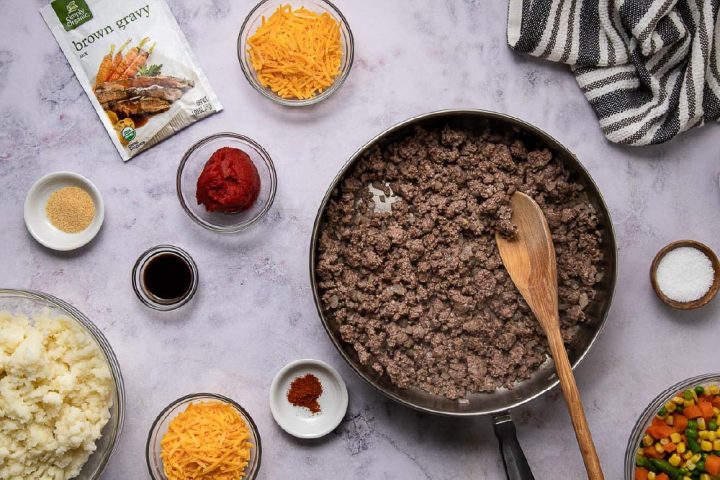 browned ground beef and onion