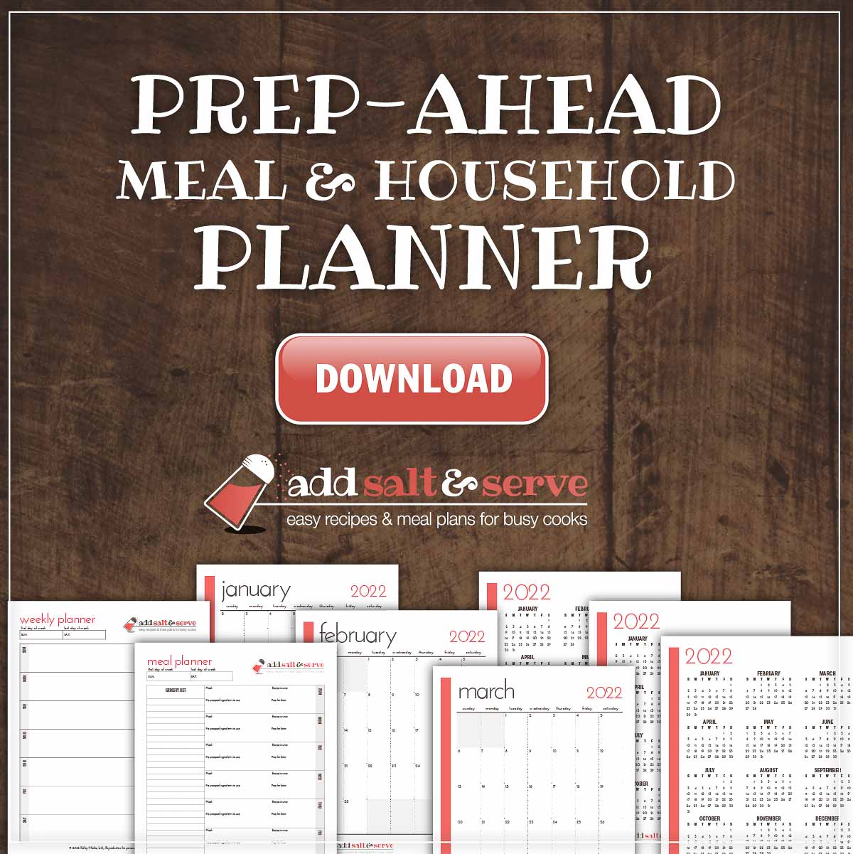 Prep-ahead meal and household planner