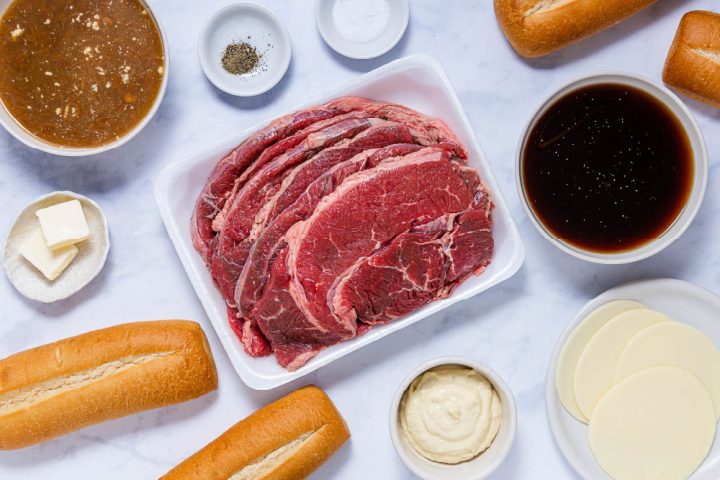 ingredients for fren ch dip sandwhiches