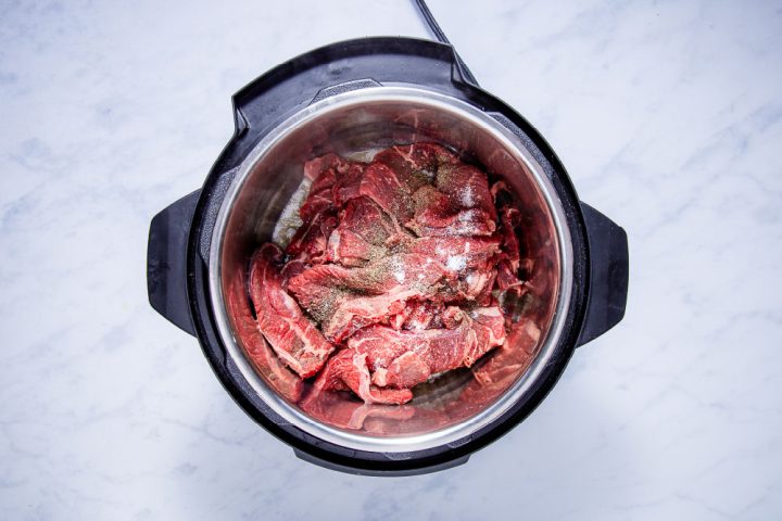 seasoned sliced chuck steak in the instant pot