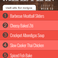 List of meals for free meal plan for week 13 (group 2)