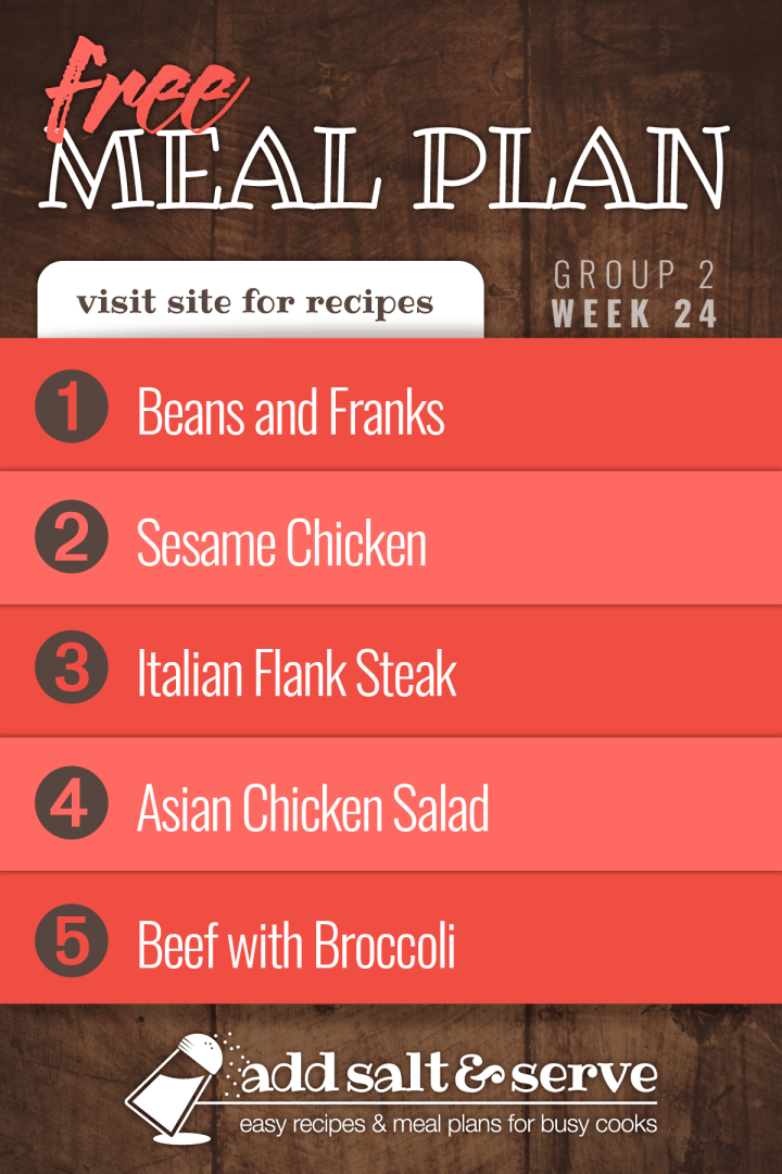 Recipes in Week 24 (Group 2) Meal Plan