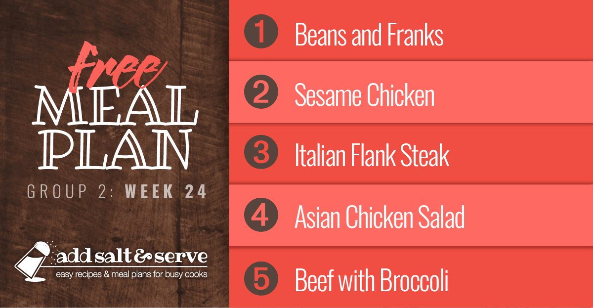 Recipes in Week 24 (Group 2) Meal Plan