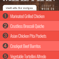 List of recipes in Week 26 (Group 2) meal plan