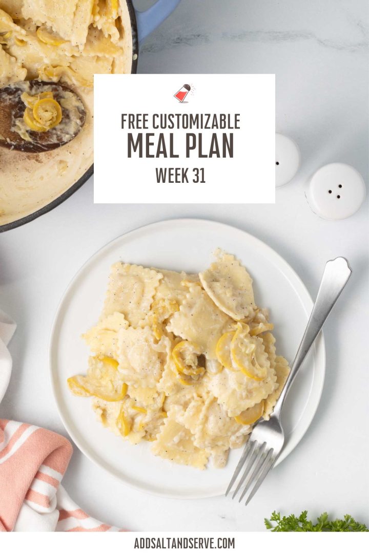 Meal Plan for Week 31 (Group 2)