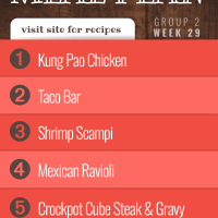 List of recipes in Week 29 meal plan