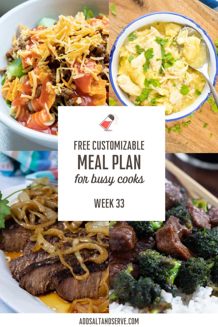 Meal Plan for Week 33 (Group 2)