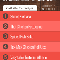 List of recipes in meal plan for week 39 (Group 2).