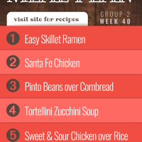 List of recipes in meal plan for week 40 (Group 2).