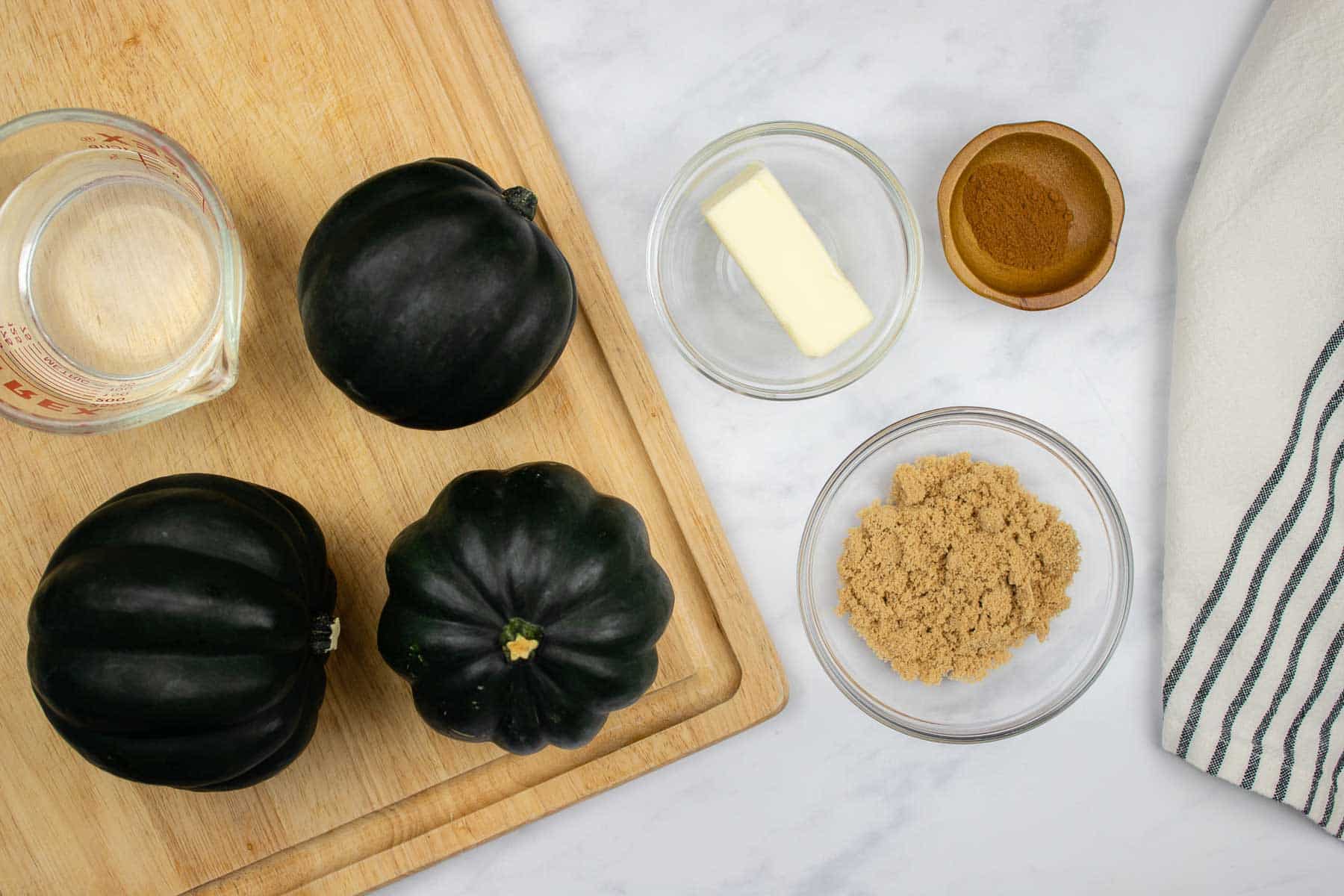 Ingredients for candied acorn squash.