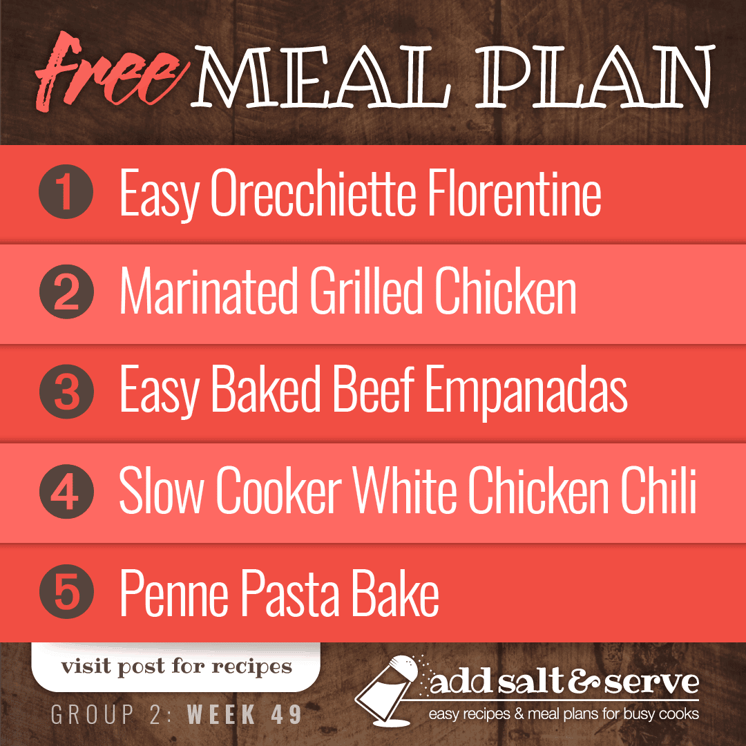 Meal Plan for Week 49 (Group 2)