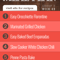List of recipes in Week 49 Meal Plan.