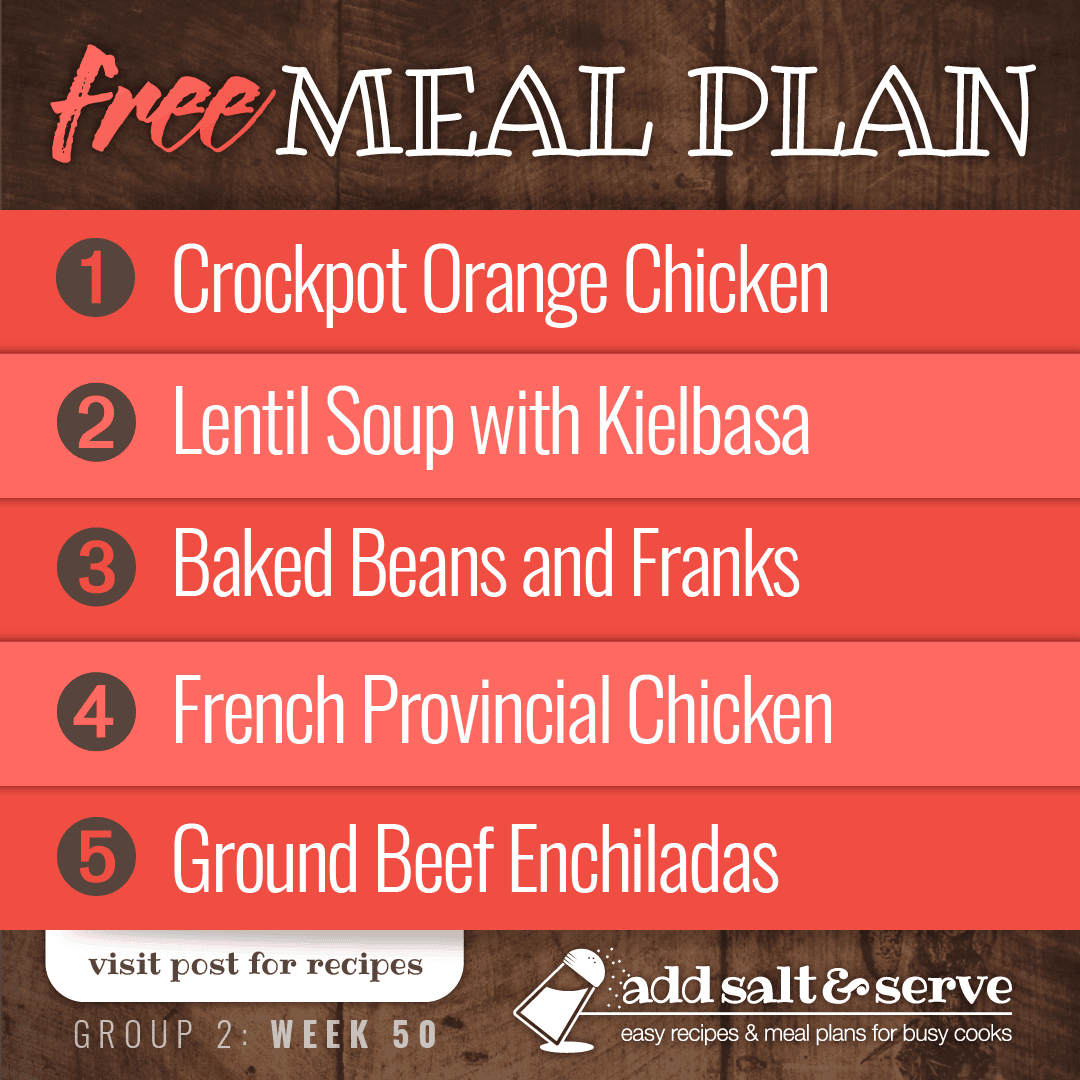 Meal Plan for Week 50 (Group 2)