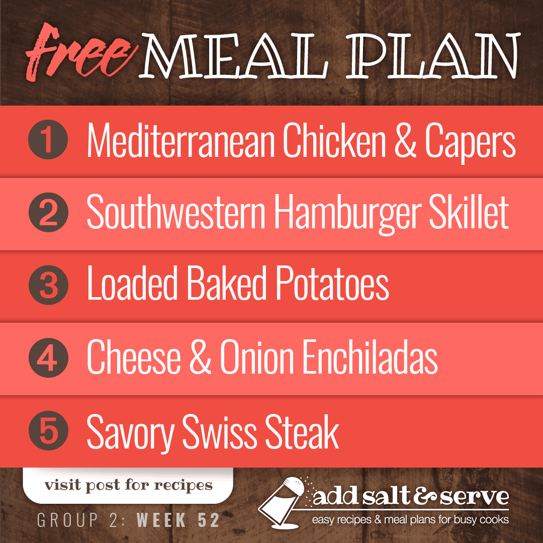 Meal Plan for Week 52 (Group 2)